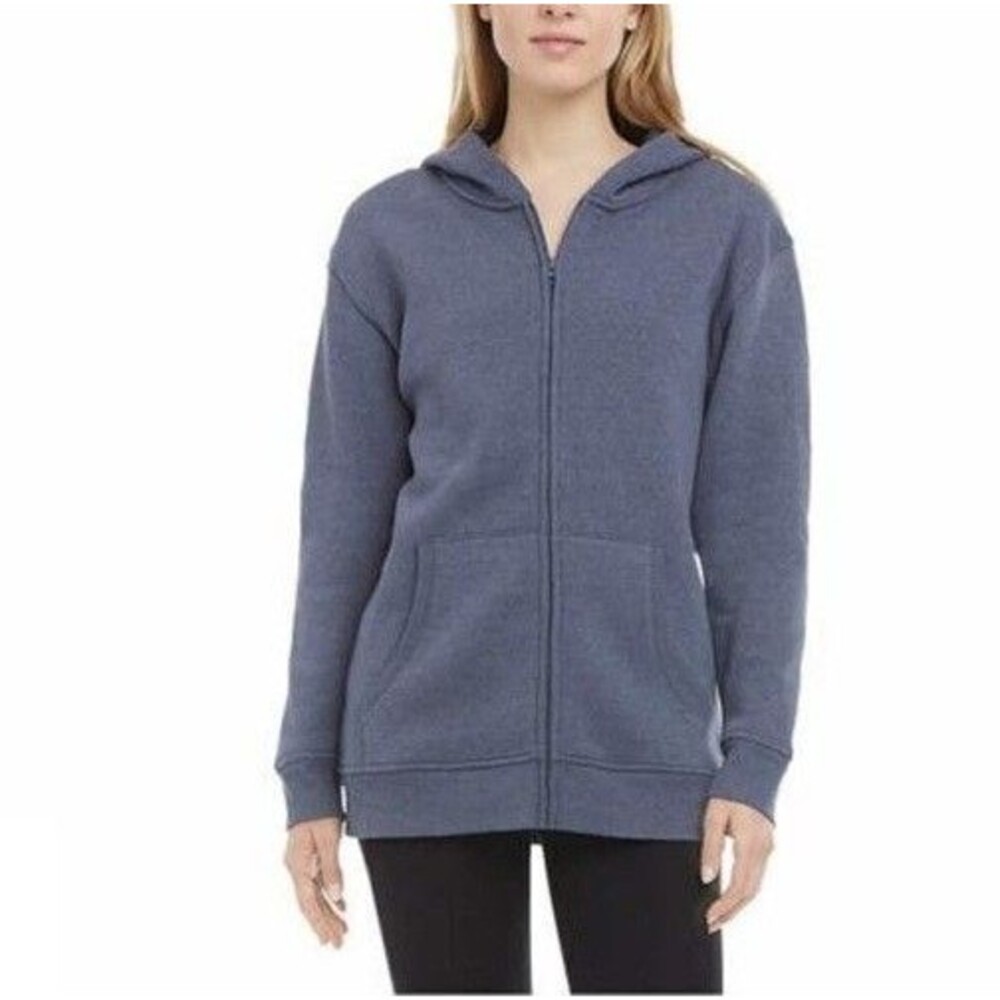 Danskin Women's Full Zip Ultra Cozy Hooded Jacket Stonewash Heather Blue M NWT